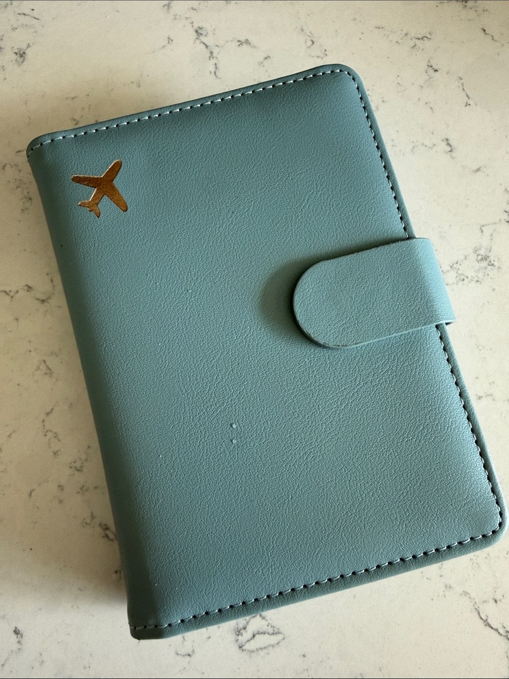 Passport Folio Case in Teal with Gold Airplane Accent